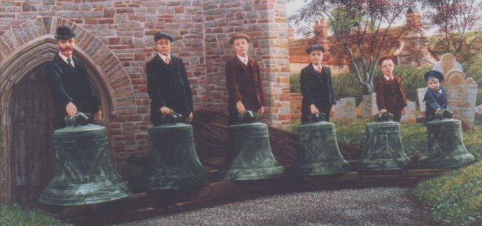 The six bells with the Down family ringers